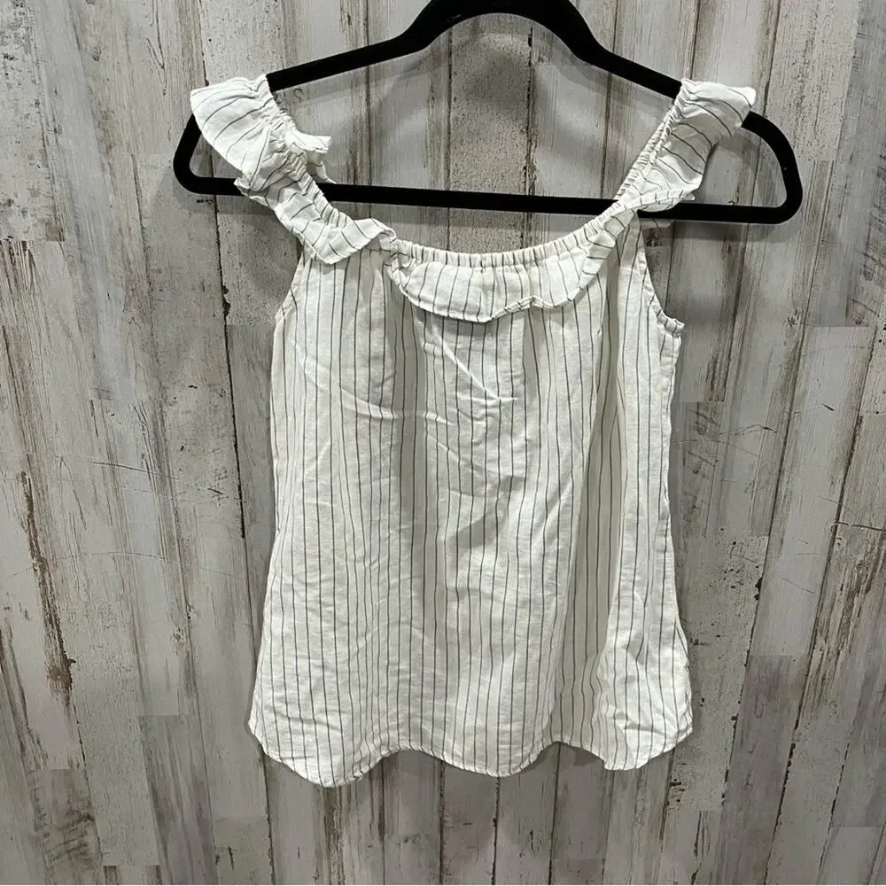 Reformation Stripe Lightweight Tank Top Ruffle Sleeve - Picture 4 of 6